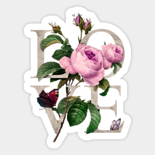 Pink Roses & Love Romantic Stylish Gift Valentines Sticker